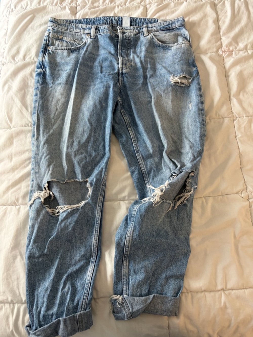 H&M Light Blue Distressed Relaxed Jeans